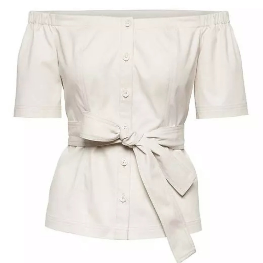 NWT BANANA REPUBLIC OFF SHOULDER TWILL TOP 18
